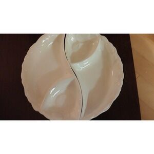 2 piece Belmar of California #406 chip and dip white ceramic serving tray